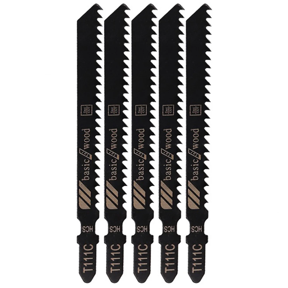 Saw Blades Cutting Tool 5Pcs Black T111C Chipboard Cut For Softwood For Wood Plastic Ground Teeth Reciprocating