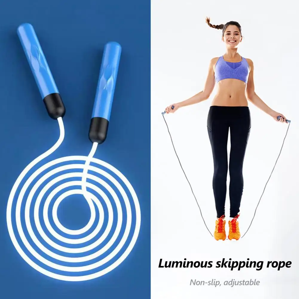 Glowing Jump Rope Adjustable Non-slip Battery-operated with Light TPU LED Jump Rope Light Up Luminous Skipping Rope for Kids