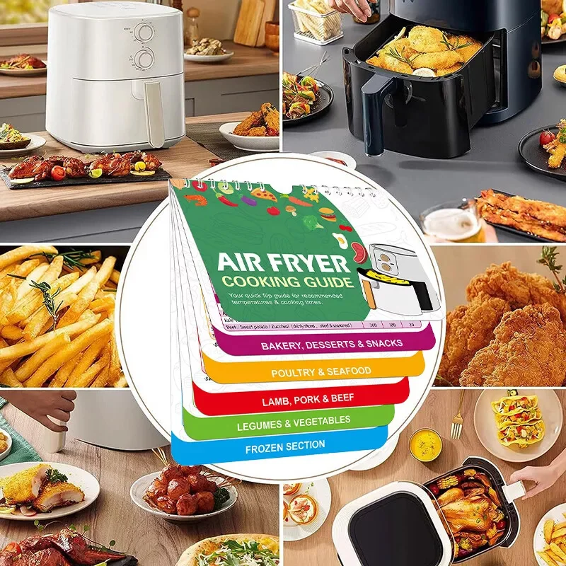 Air Fryer Cheat Sheet Cooking Guide Booklet Times Chart Set Magnetic-Adsorption