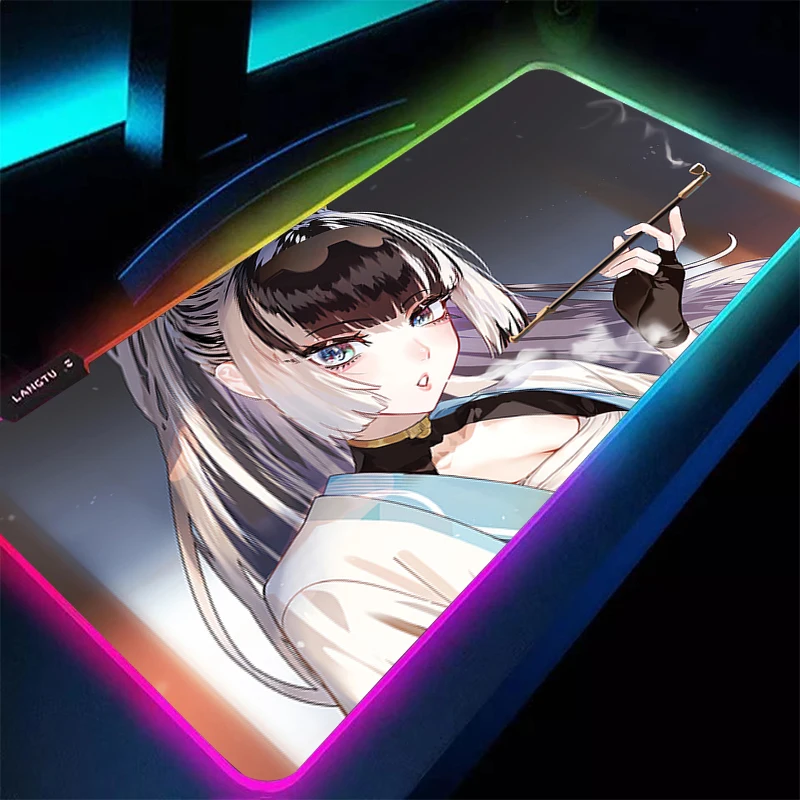 

LED Mouse Pad Gamer RGB PC Computer Hololive Juufuutei Raden Desk Mat Cute Keyboard Pad Anime Gaming Accessories Mousepad Carpet