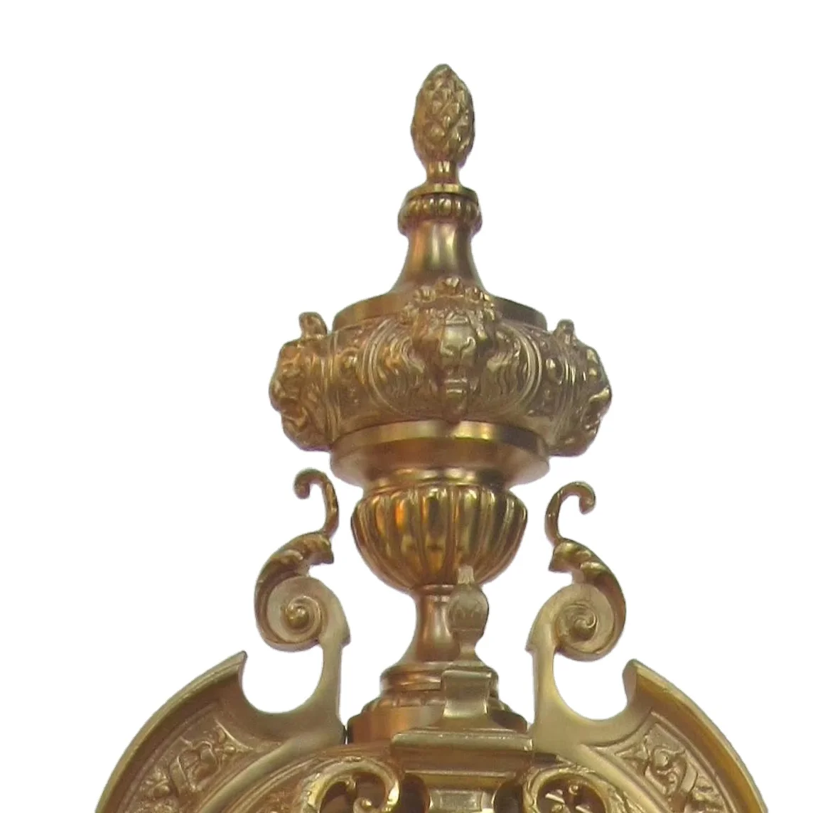 النمط الفرنسي العتيقة مطلية بالذهب مثلث العمارة النحاس 10 أيام آلية رف ضرب الجدول/ساعة أرضية للتجميع