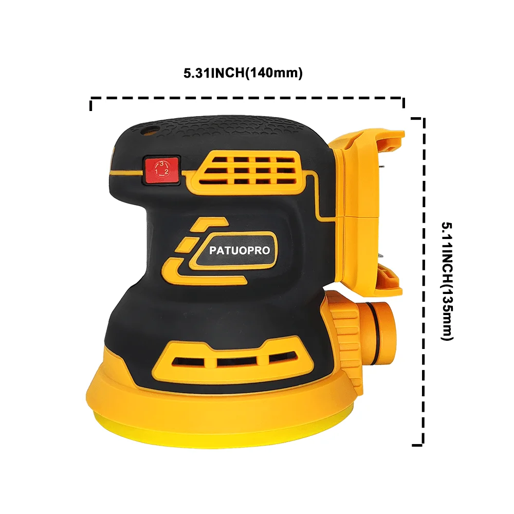 PATUOPRO 125mm Brushless Random Orbital Electric Sander 3-Speed Wood Polisher Grinding Sanding Machine For Makita 18V Battery