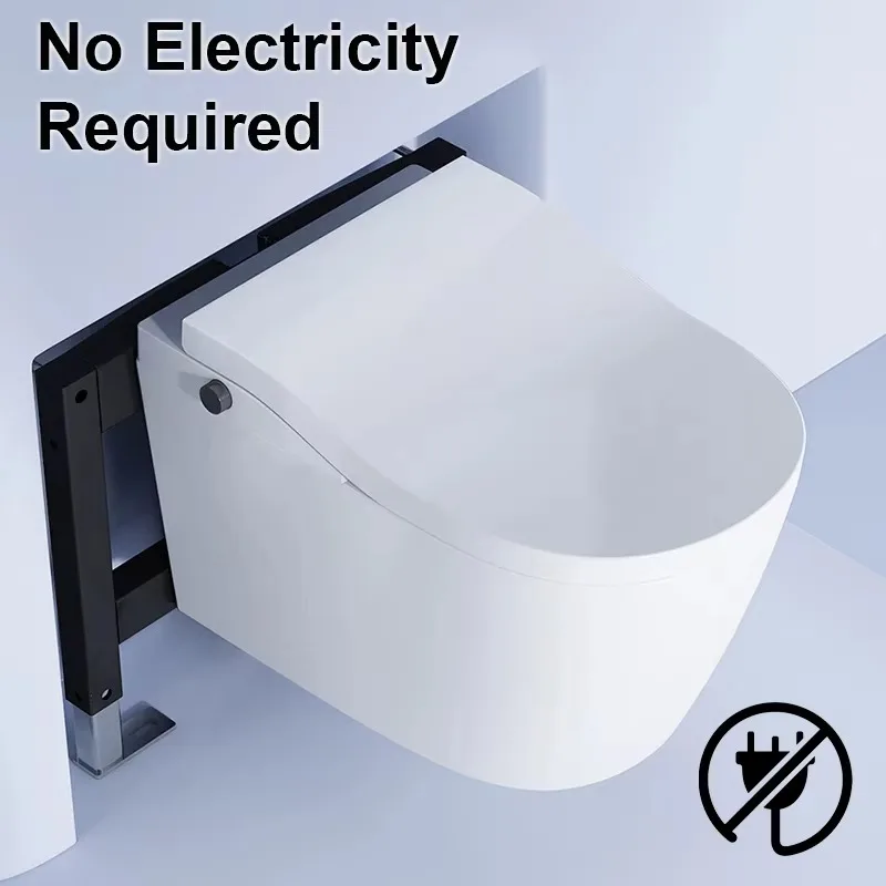 Non-electric wall-mounted smart toilet P-type sewer, hidden water tank siphon flush, suitable for small bathrooms, small
