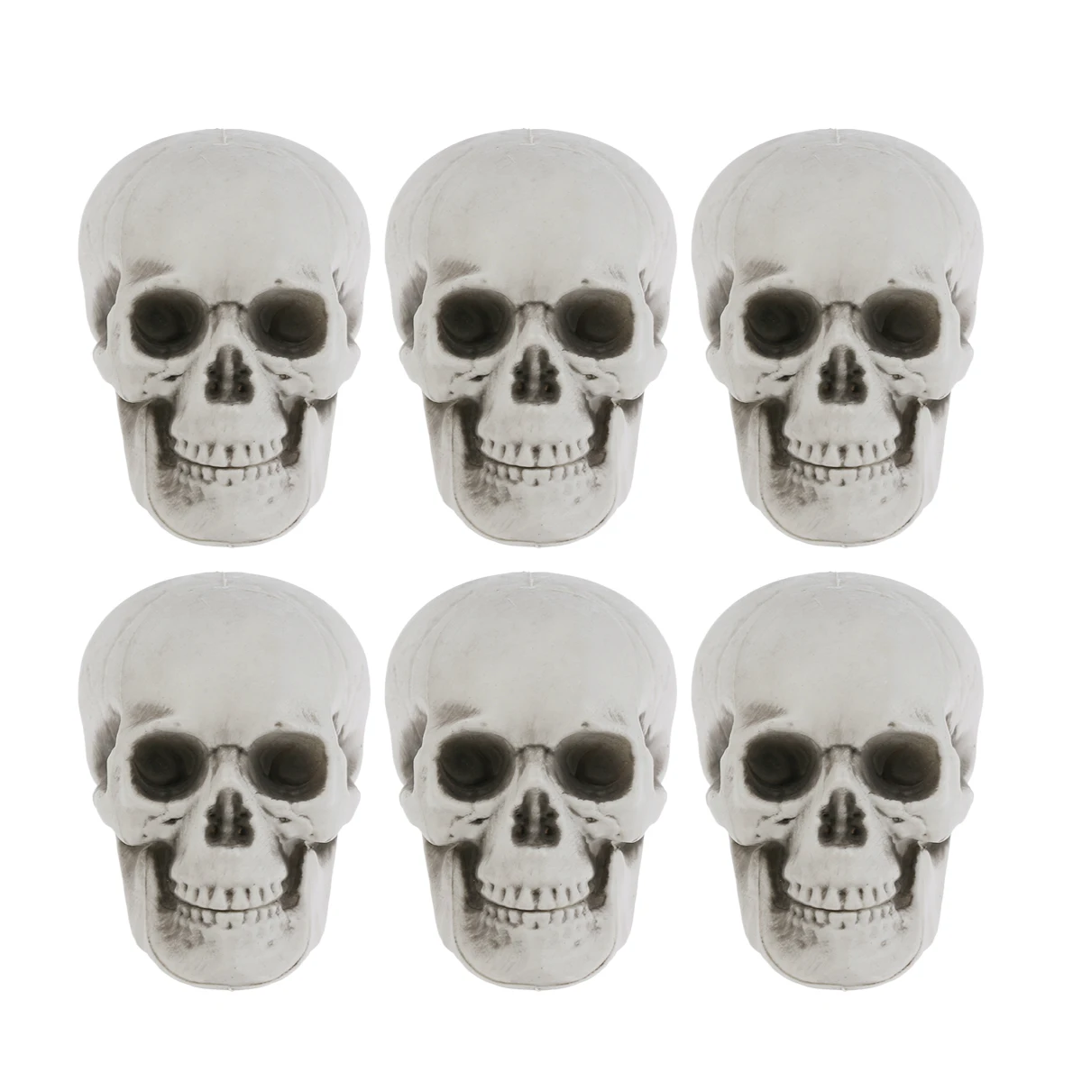 6pcs Decor Scared Design Plastic Skull Halloween Props Party Skull Masquerade Ghost Ornament Desktop Decoration Fun Event