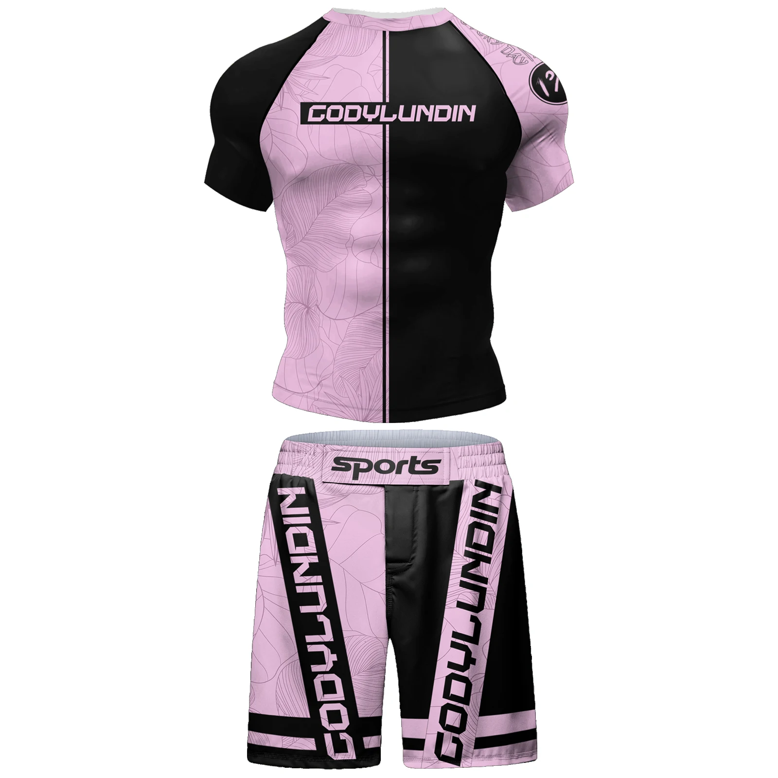 Novo designer camisa de boxe jiu jitsu sem gi rashguard conjunto rosa compressão ativo wear para homens mulheres personalizado luta luta