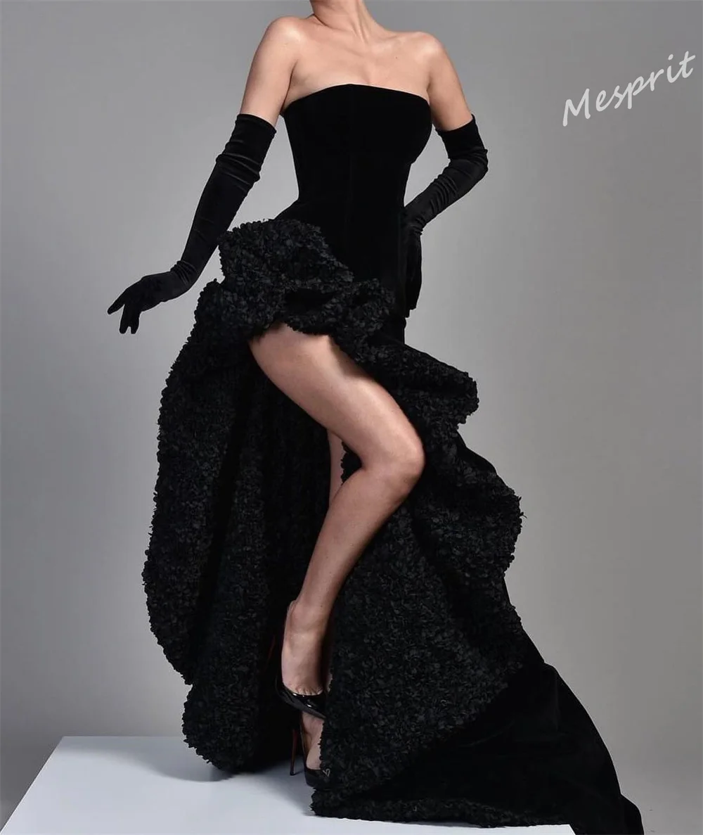 Jiayigong Sparkle Exquisite     Strapless Sheath Sweep Evening Gown Fold Hugging Velour Customized