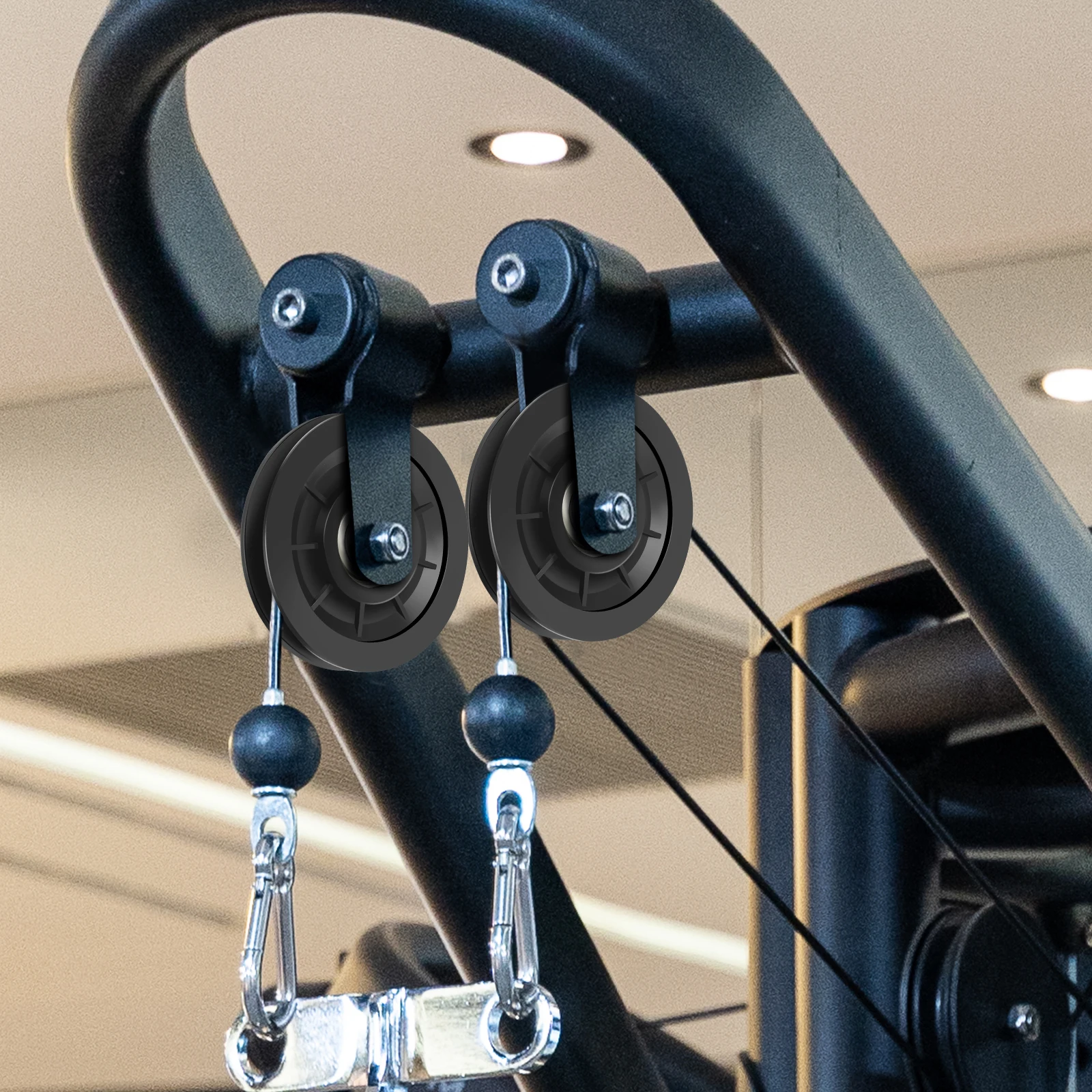 

2 Fitness Pulley Wheels Cable System Heavy Duty Nylon Replacement Gym Accessories Black Plastic Low Maintenance