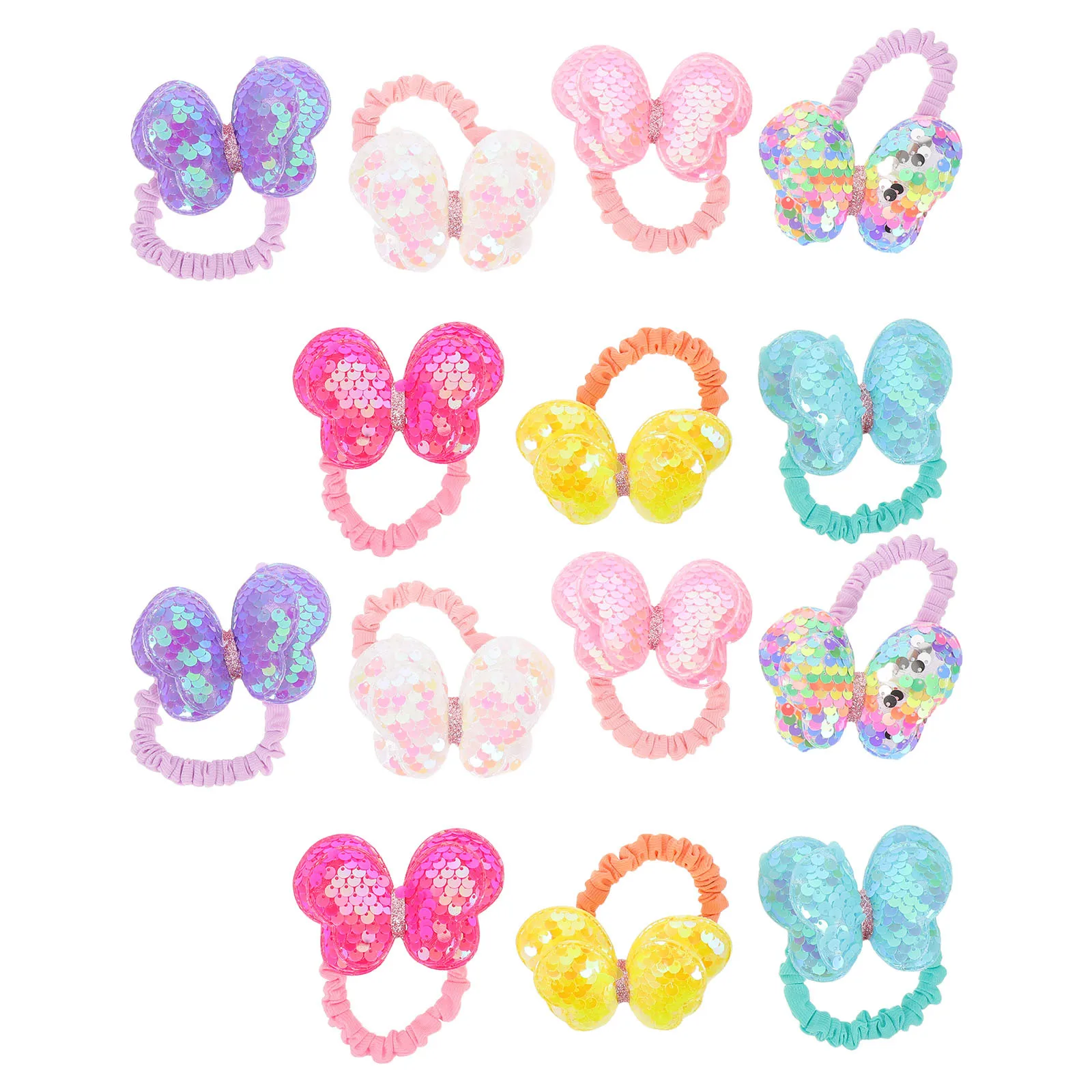 

14pcs 'S Hair Ties Sequined Butterfly Sparkly Bow Elastic Ponytail Holders For Hair Accessories Scrunchies