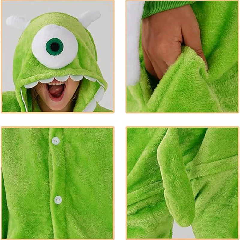 Crianças kigurumi monstro onesies para crianças pijamas dos desenhos animados mike cosplay traje halloween roupas de natal meninos meninas homewear