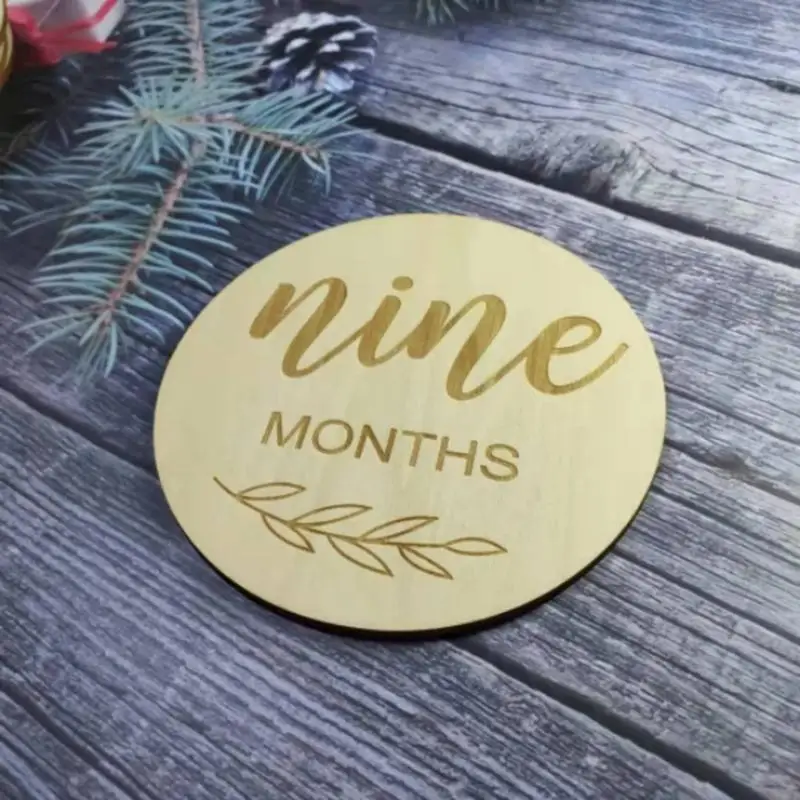 12 Pcs Baby Wooden Cards Newborn Monthly Growth Recording Cards Handmade Infants Birth Commemorative Cards Photography P31B
