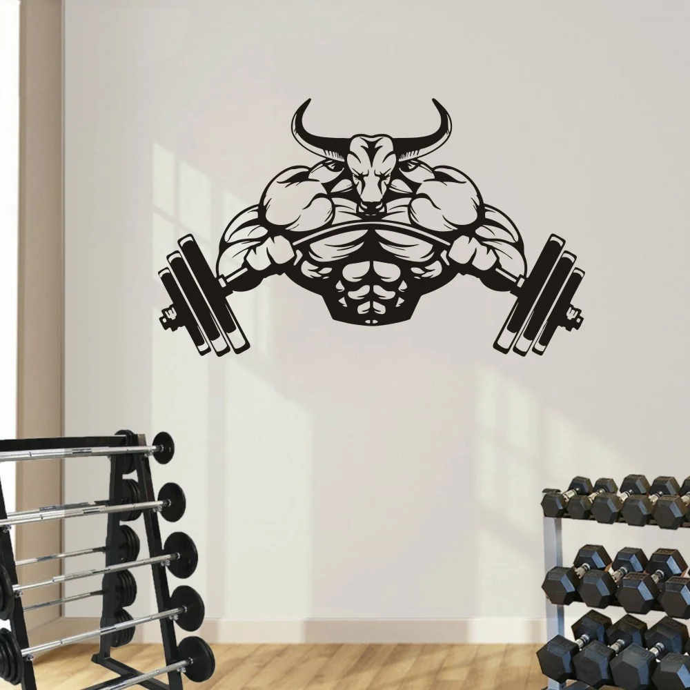 

Gym Sticker Fitness Bodybuilding Posters Muscle Dumbbell Vinyl Wall Parede Decor Sports Gym Sticker Home Decoration