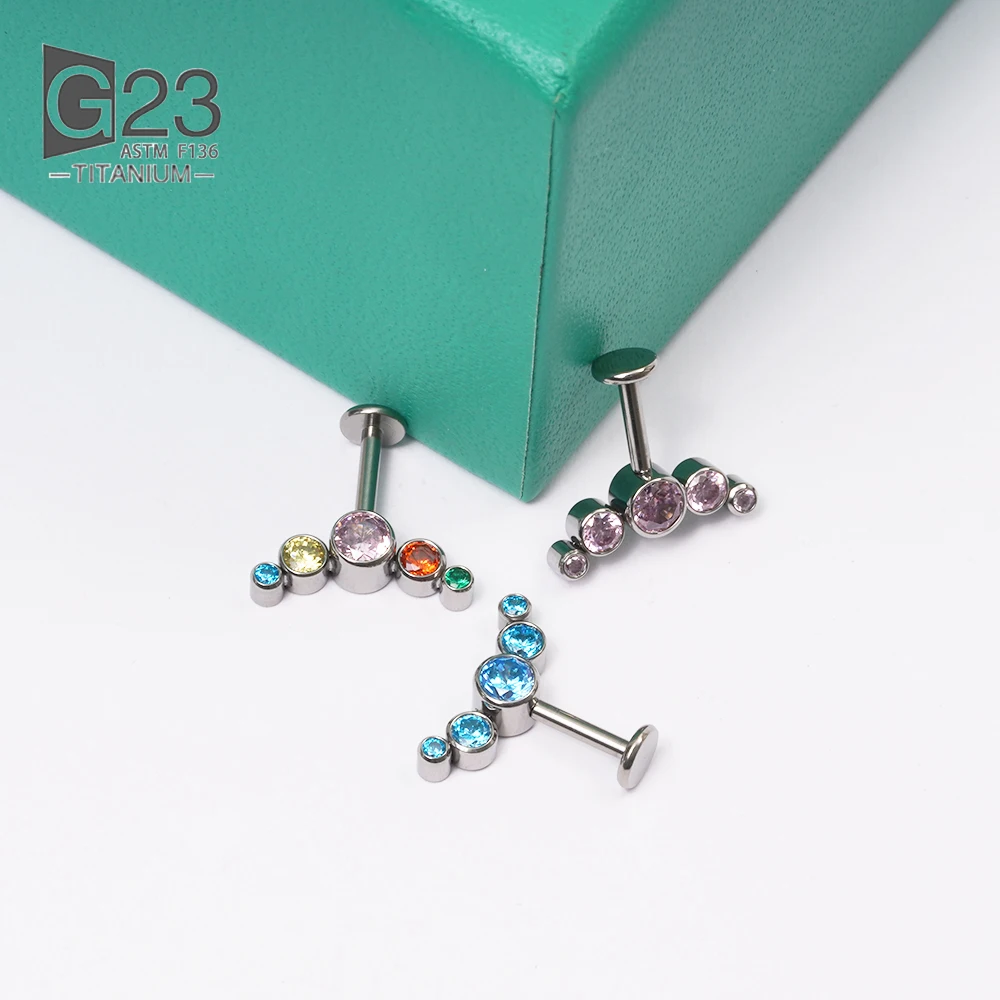 G23 Titanium Implant Grade Opal Earrings Tragus Conch Cartilage Perforated Lip 16G Labret Internal Thread Piercing Jewelry