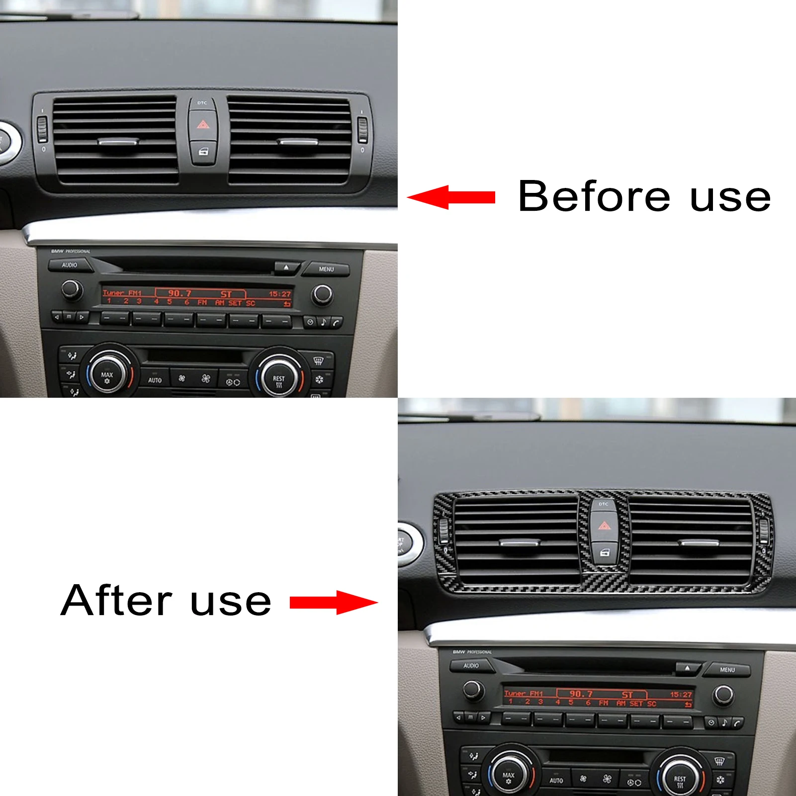 Carbon Fiber Stickers Car Central Air Outlet Trim Car Styling Decoration for BMW 1 Series E81 E82 E87 E88 2008-2013 Accessories - Image 3