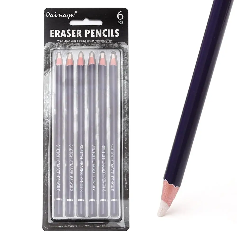 Borrador tipo lápiz, estilo bolígrafo, goma para retoques, detallado y modelado para diseño de manga, dibujo y arte, set de 6
