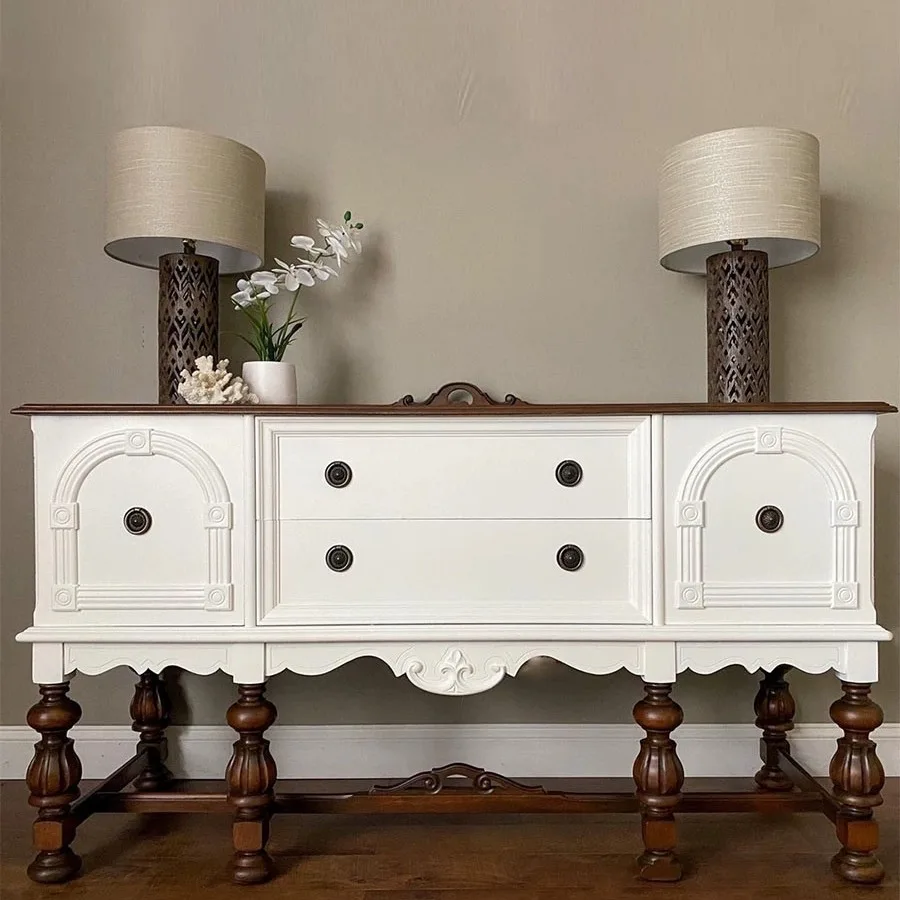 خزانة مدخل على شكل زهرة منحوتة صلبة فرنسية قديمة، خزانة تقسيم زخرفية صغيرة لغرفة المعيشة بألوان متباينة #2