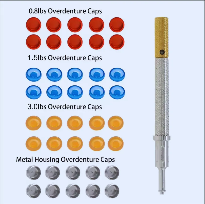Dental Implant Strong Retentive Caps Overdenture Metal Housing Attachments Abutments Locator Core Tool