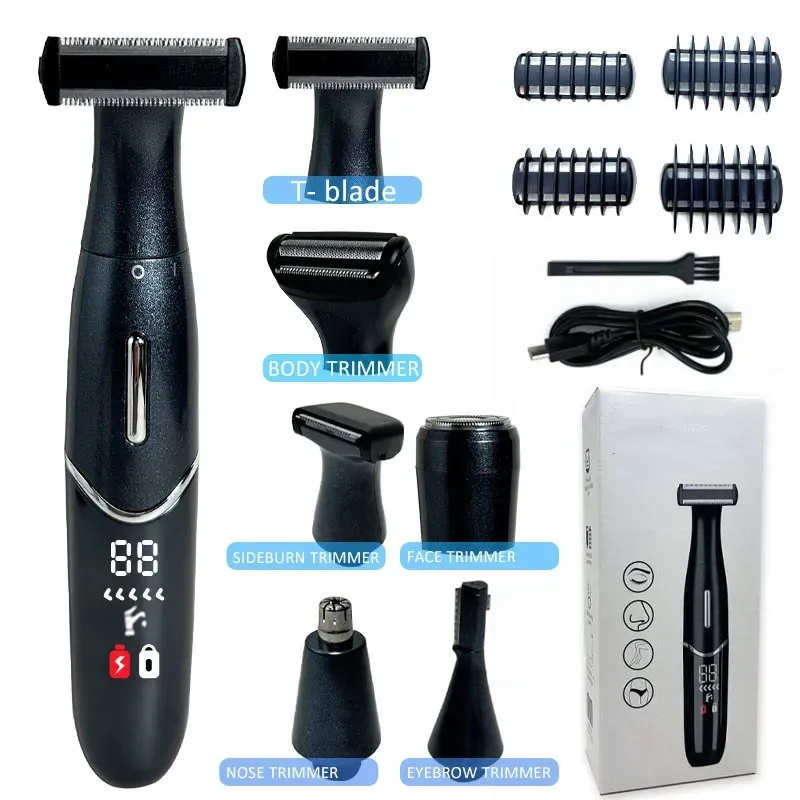 

6-in-1 Electric Shaver Bikini Trimmer Body Trimmer for Facial Underarm Leg Hair Removal Grooming Tool