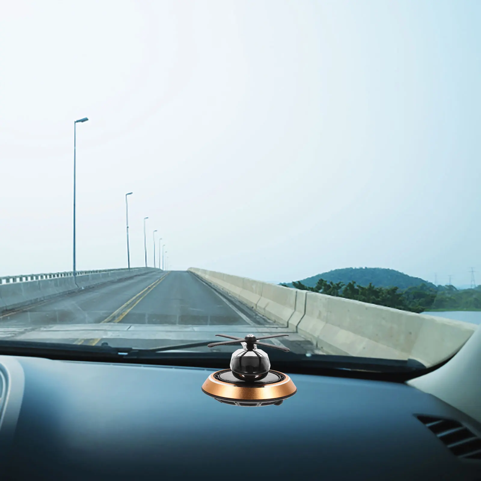 

Car Perfume Ornament Gem Blue Solar Helicopter Aromatherapy Air Freshener Dashboard Decor Car Interior Accessories Auto Diffuser