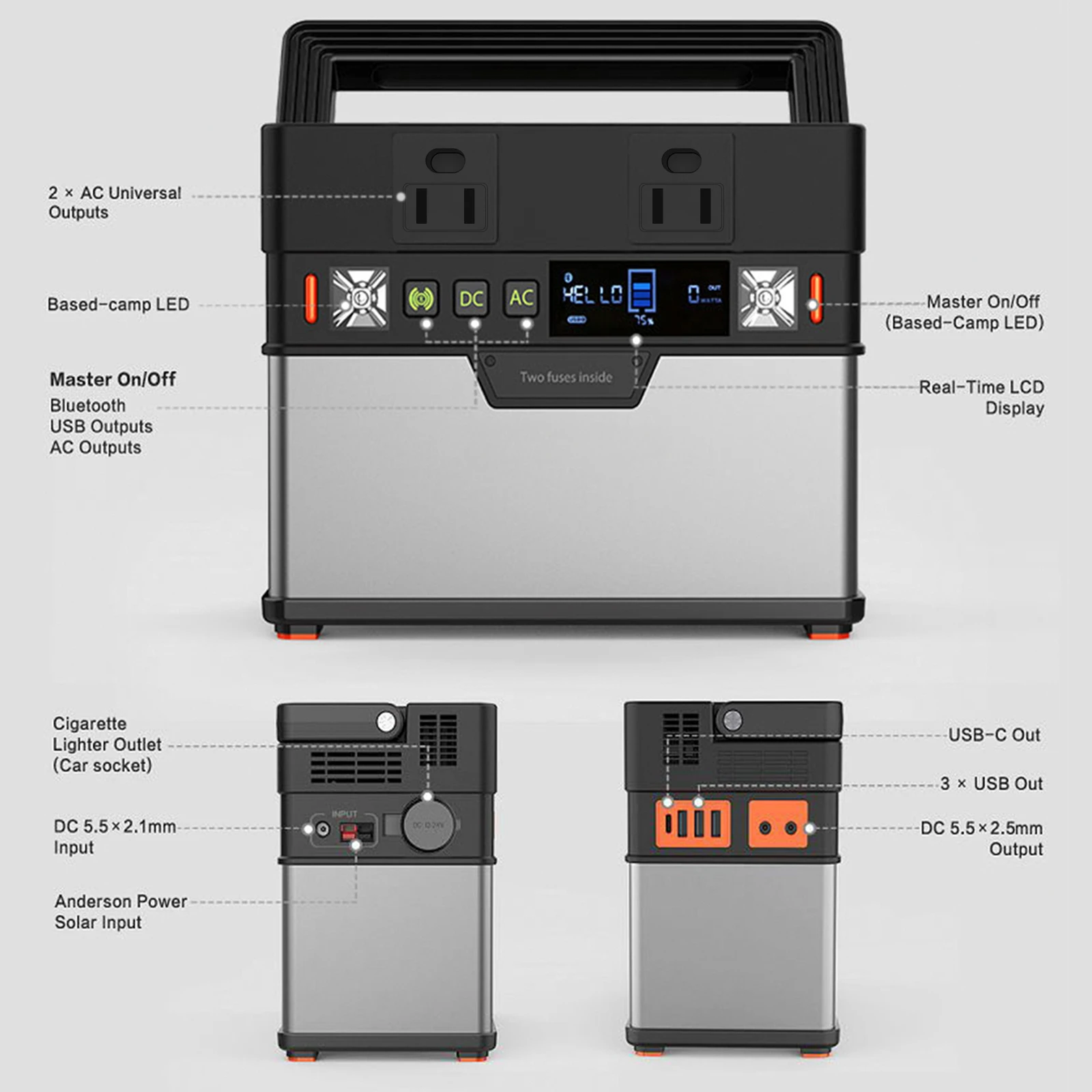 With DC / AC Inverter, Wireless Output Camping Portable Generator 606Wh / 164000mAh PowerStation Emergency Power Supply