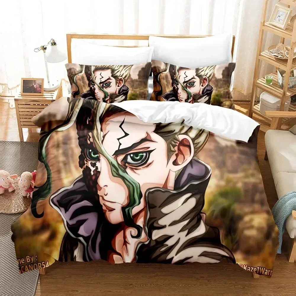 

3D Anime Dr Stone Printed Bed Set Duvet Cover Pillowcase Bedding Set Bed Linen Sheet Quilt Cover Full Queen King Size
