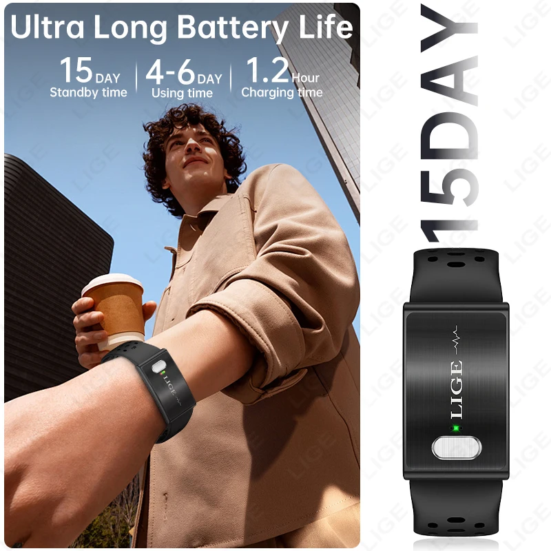 LIGE 2026 ECG+PPG Nursing Grade Smart Bracelet HRV Body Fat BMI Blood Pressure Body Temperature Men Women Health Sports Watches