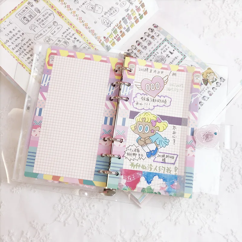 A6 Cute Leaf Notebook Refill Spiral Binder Inner Page Budget Page Weekly Inside Paper Stationery