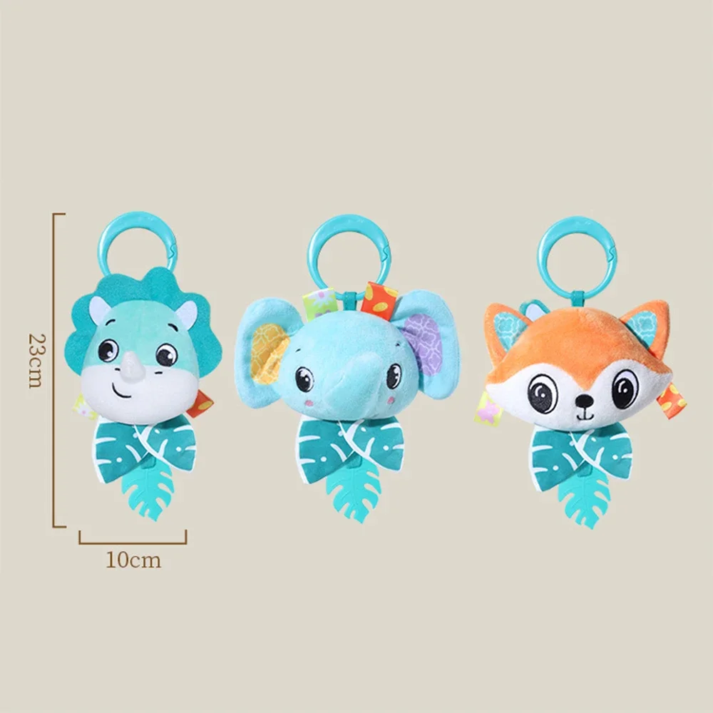 Cartoon Animal Stuffed Hanging Rattle Children Bed Crib Car Seat Travel Stroller Soft Plush Toys with Wind Chimes Gift