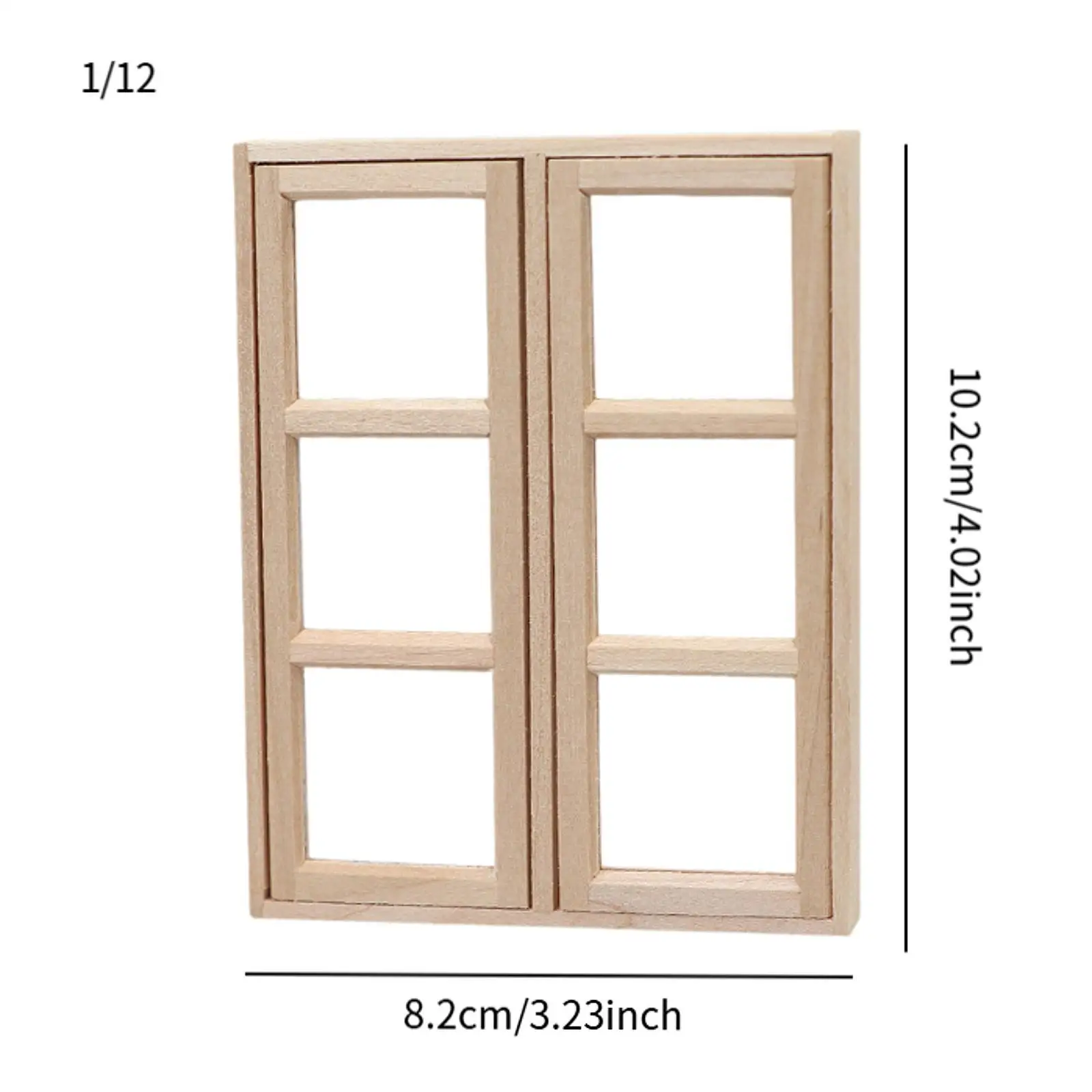 Miniature Dollhouse Furniture Wooden Window: 1: 12 Scale Miniatures Wood Window for Doll House