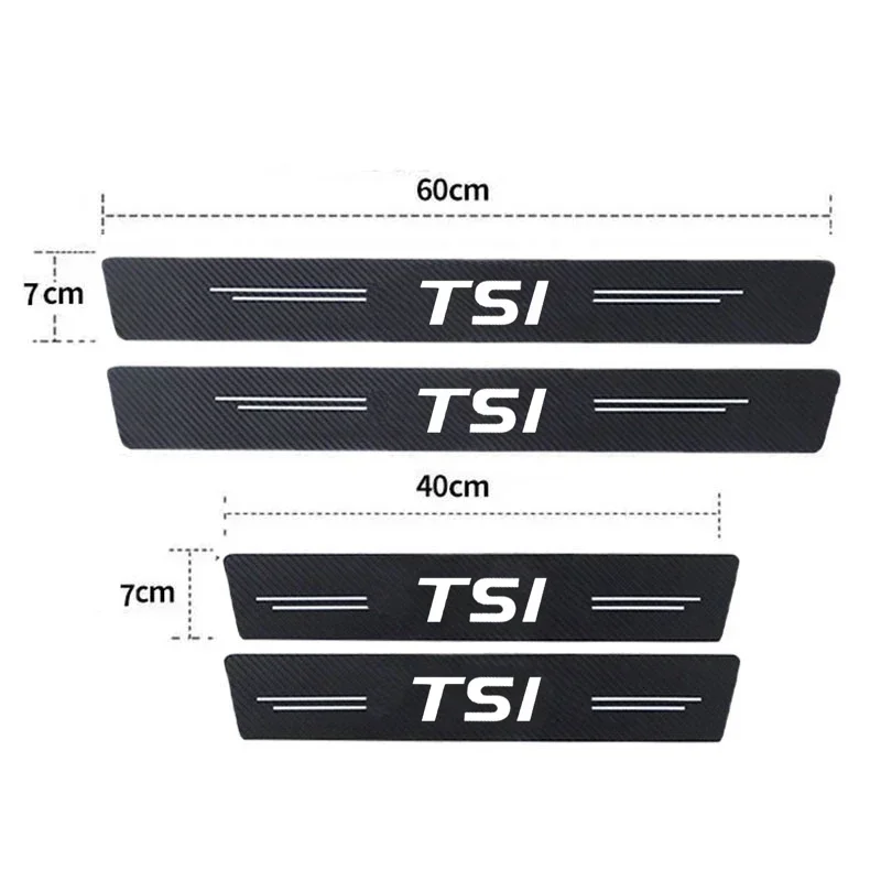 Calcomanías luminosas para placa de desgaste de umbral de puerta de coche, pegatinas de fibra de carbono para VW TSI Logo Bora Golf MK4 MK2 Passat