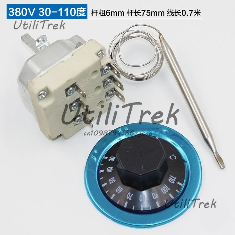 

380V thermostat 30-110 degrees 50-300 degrees, knob temperature control switch, three-phase electric temperature controller