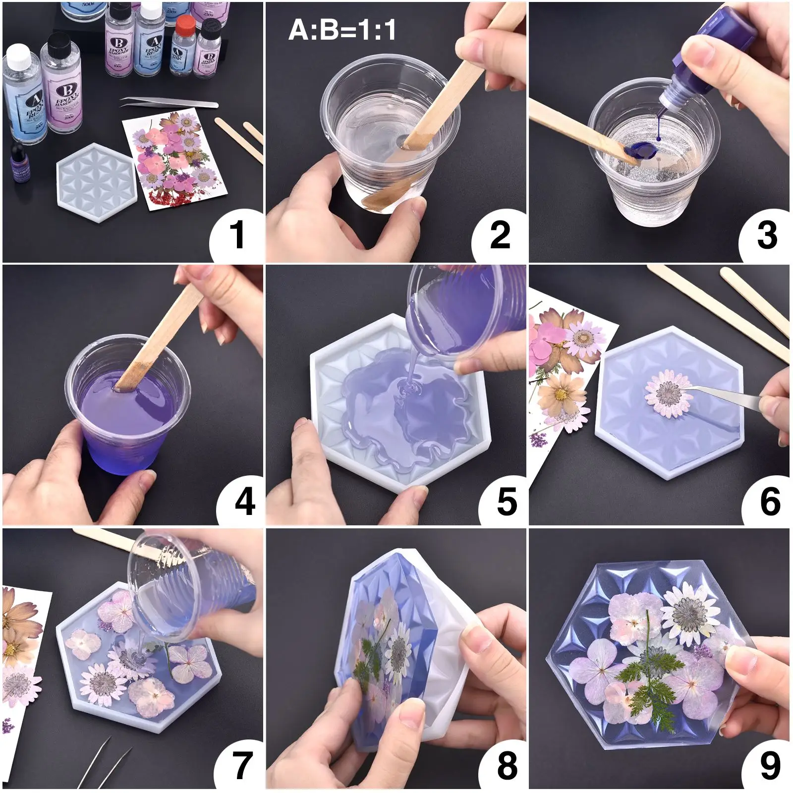 Clear 1:1 AB Epoxy Resin Glue Kit High Adhesive Hardener Transparent Resin Glue DIY Epoxy Resin Mold Jewelry Making Accessories