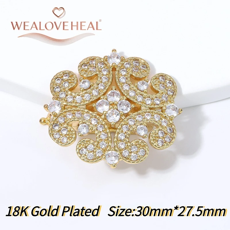 verschluss schmuck, schmuckherstellung zubehör, 18K Vergoldeter Messing-Doppelreihen-Blumen-Scroll-Perlenverschluss, Micro-Pavé-CZ-Blumencluster-Clip für DIY-Halsketten- und Armbandzubehör – Detail 19