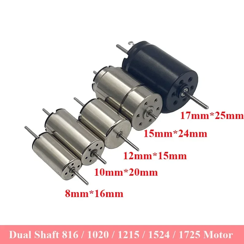 Mini 816 1020 1215 1524 1725 Coreless Motor Dual 1mm/1.5mm Shaft DC6V~12V High Speed Electric Engine For Car Railway Train Model