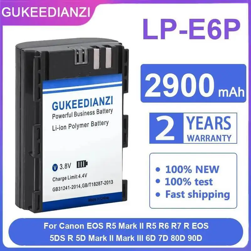 

LP-E6P Camera Battery Durable For Canon Eos R5 Mark II R6 R7 R 5DS 5D Iii 6D 7D 80D 90D 2900Mah