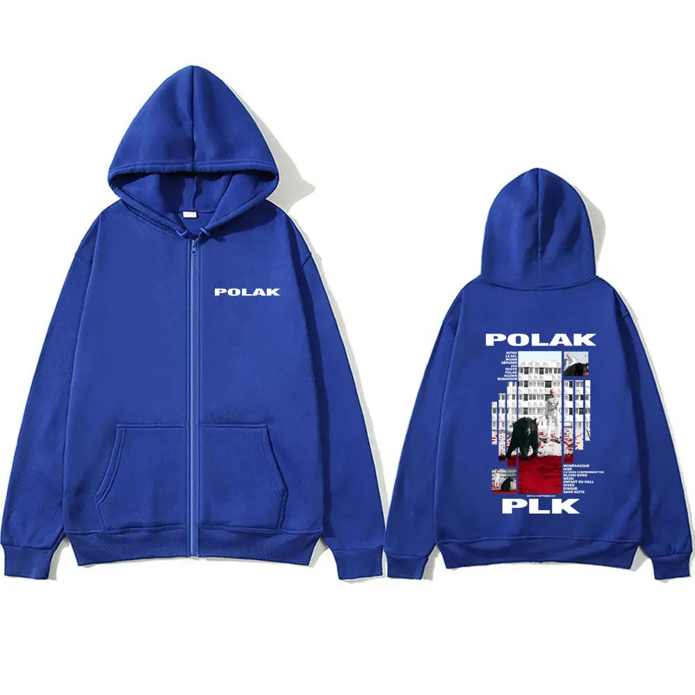 ラッパーPLKポーラックプリントジッパーフーディーメンズヴィンテージカジュアルオーバーサイズジャケットコートメンズレディースヒップホップファッションポップミュージックジップアップフーディー