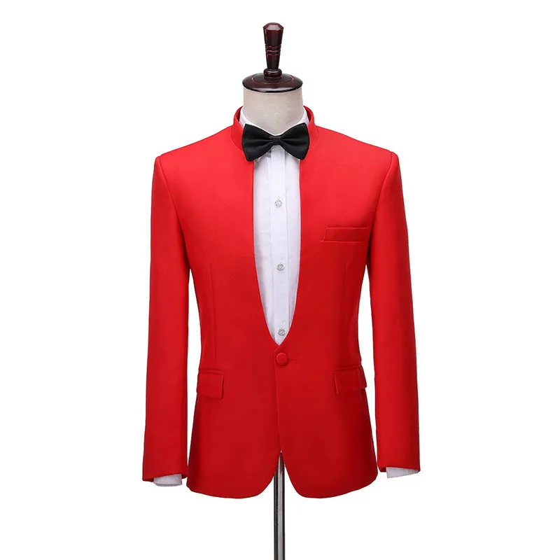 

2024 Men's Stand Collar Suit Singer Host's Dress Photo Studio Photography Suit Two Pieces