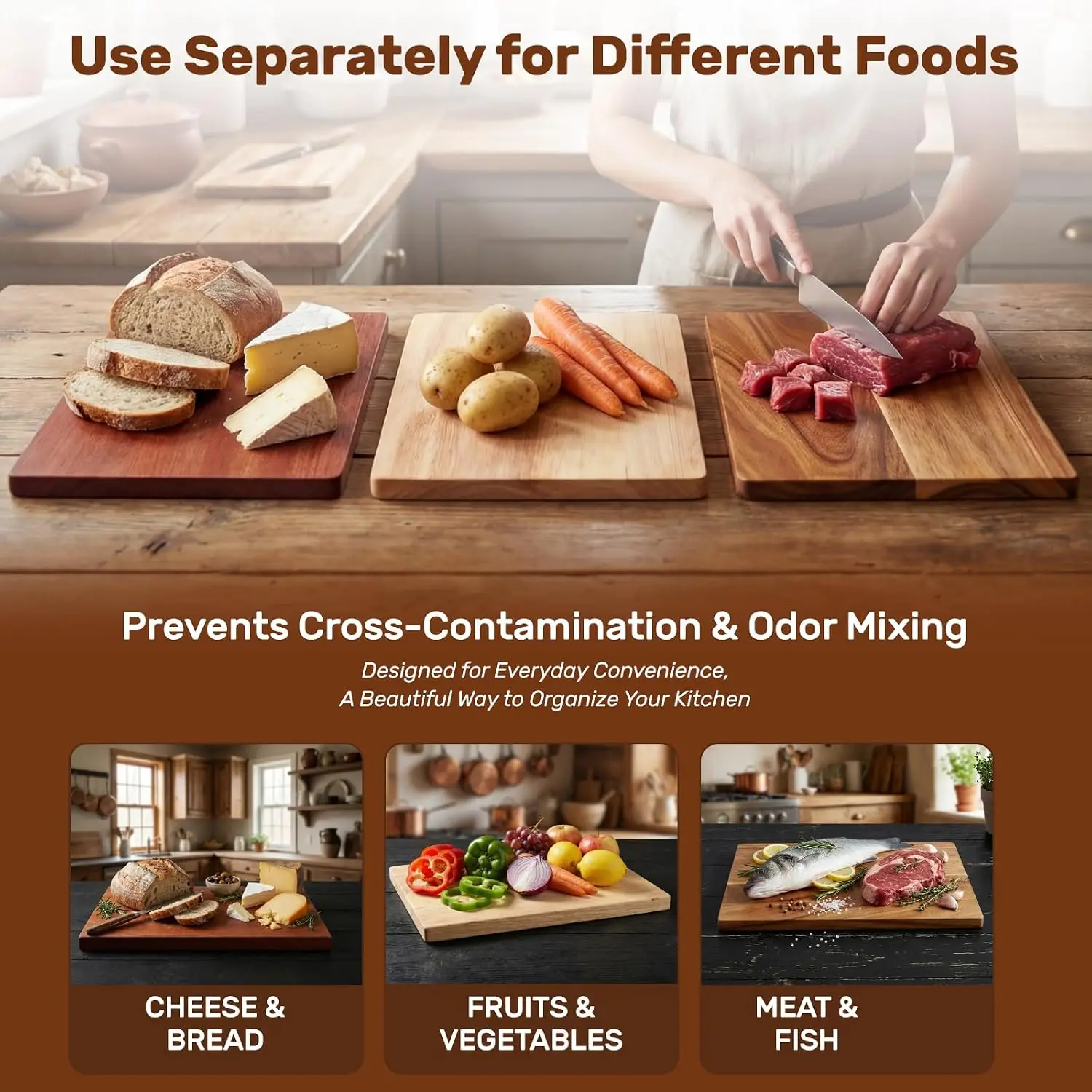 Wooden Cutting Board Set with Stand, Book-Shaped Kitchen Boards for Knife-Friendly Prep, Unique Gift for Book Lovers & Home Cooks