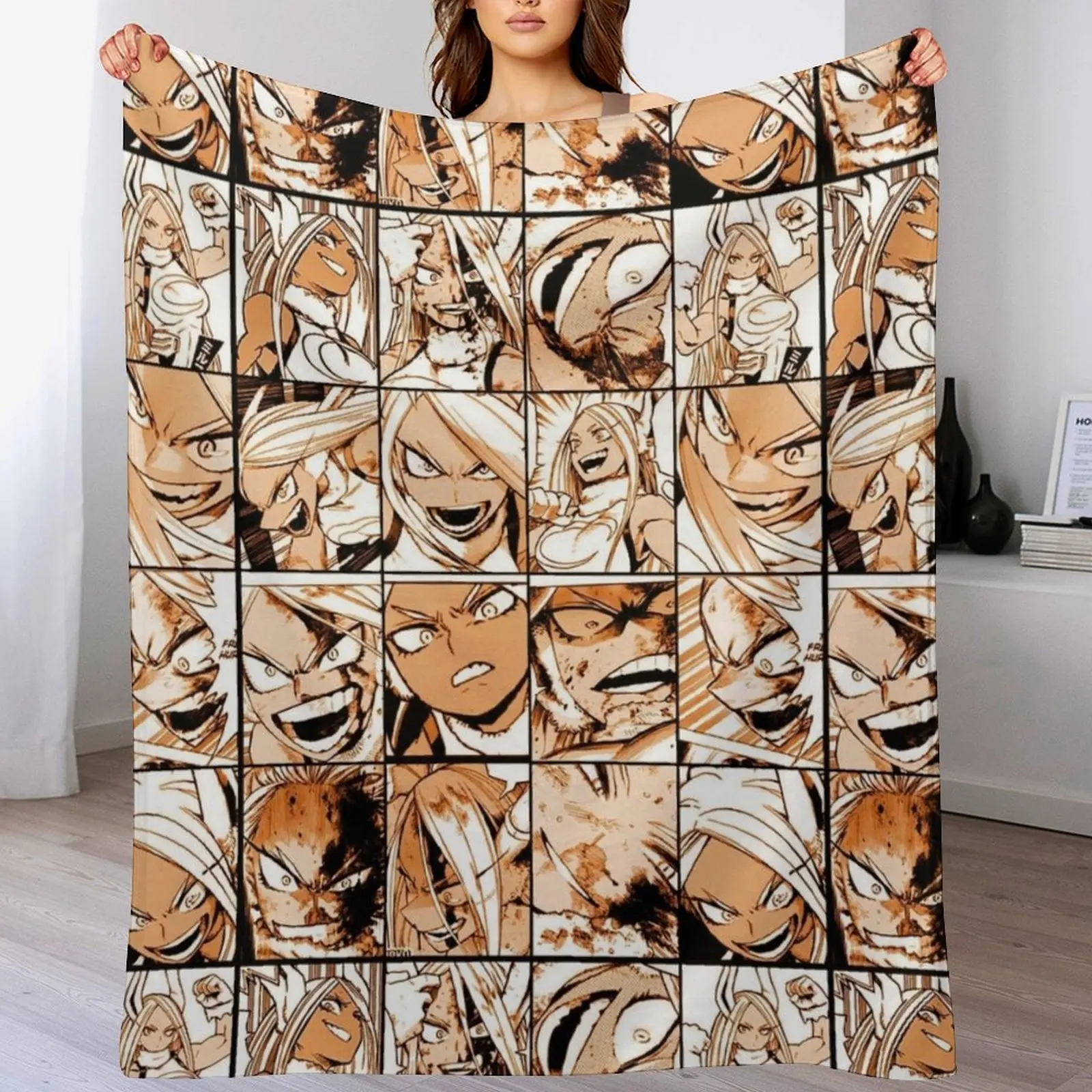 

Mirko collage -color version Throw Blanket Retros Bed linens Sofa manga Blankets