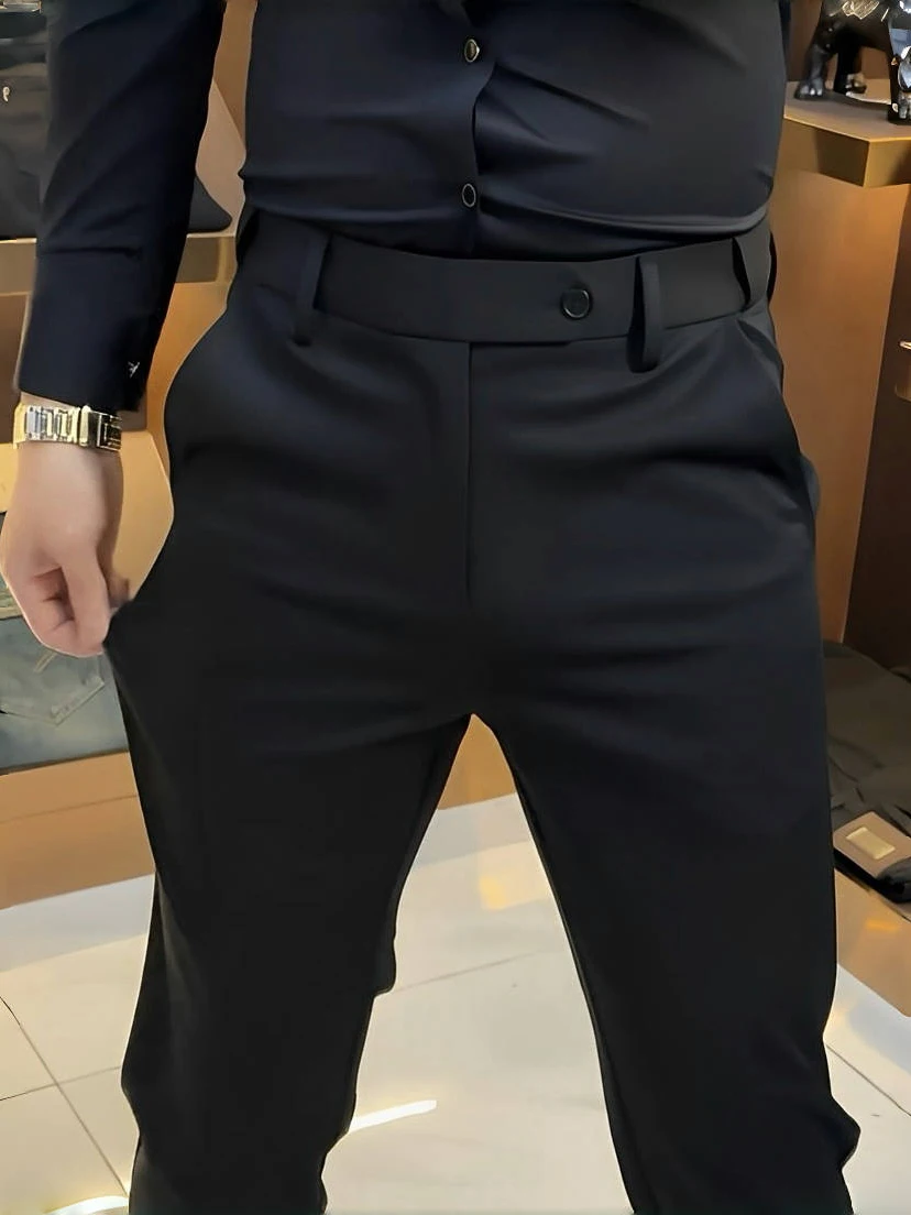 

Men's Casual Straight Leg Pants Elastic Waist Pure Color Comfortable Slimming Faionable Busin Casual Spring Autumn