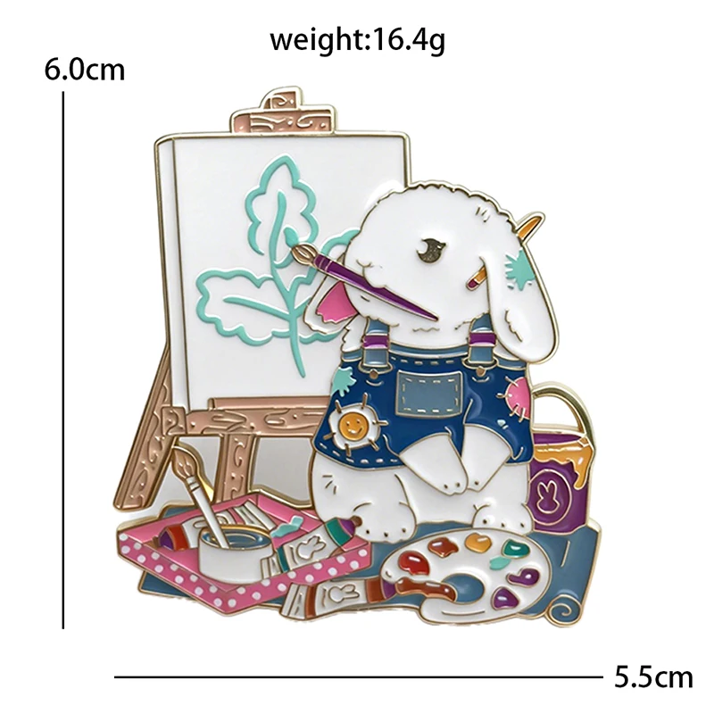 AniPins Lovely Rabbit Pins Funny Drawing Pictures Rare Bunny Animal Brooch Pin For Clothes Backpack Badge Fashion Jewelry Gifts view 3