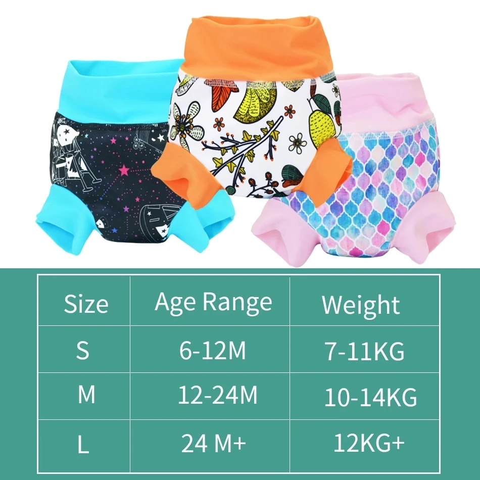 2024 Newest WizInfant Super High Waist  Waterproof Swim Training Pants Washable &Reusable ECO-friendly Baby Swim Cloth Diapers