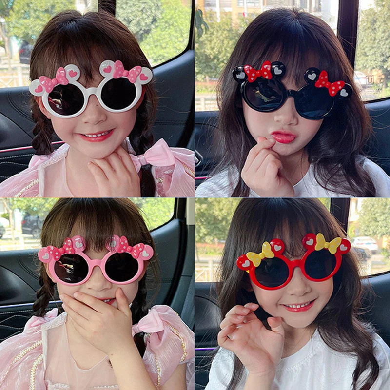 New Cute Girl Cartoon Bear Bow Children's Polarized Sunglasses Fashion Boys Outdoor Sports Sunscreen Silicone Glasses