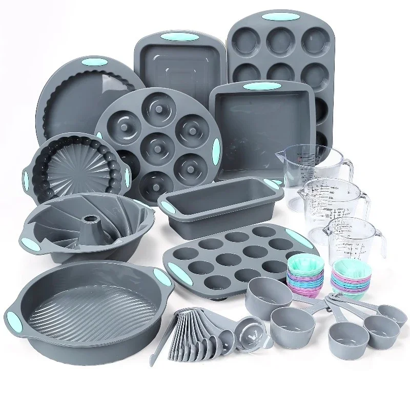 

Square 54-piece set of non-stick silicone baking trays, cakes, pastries, breads, cakes, baking trays, microwave