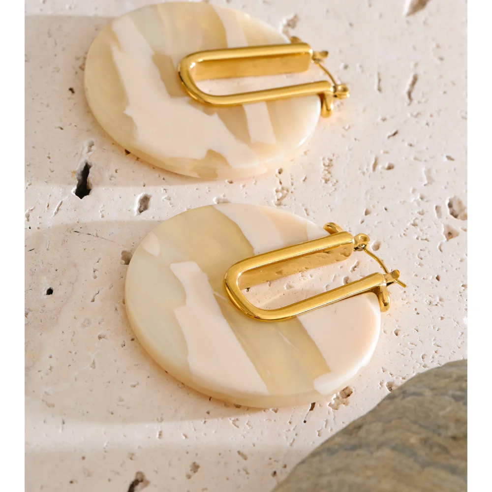 Yhpup 44*49mm Acetate Acrylic Round Hoop Earrings for Women 16K Gold Color Stainless Steel Personalized Career 2026 Jewelry
