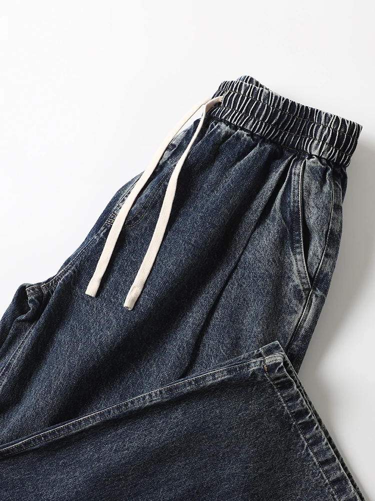 

Retro Washed Wide Leg Straight Cut Jeans Men's Loose Fit Casual Long Jeans Heavyweight Khaki Spring Trendy Youth Denim Trousers