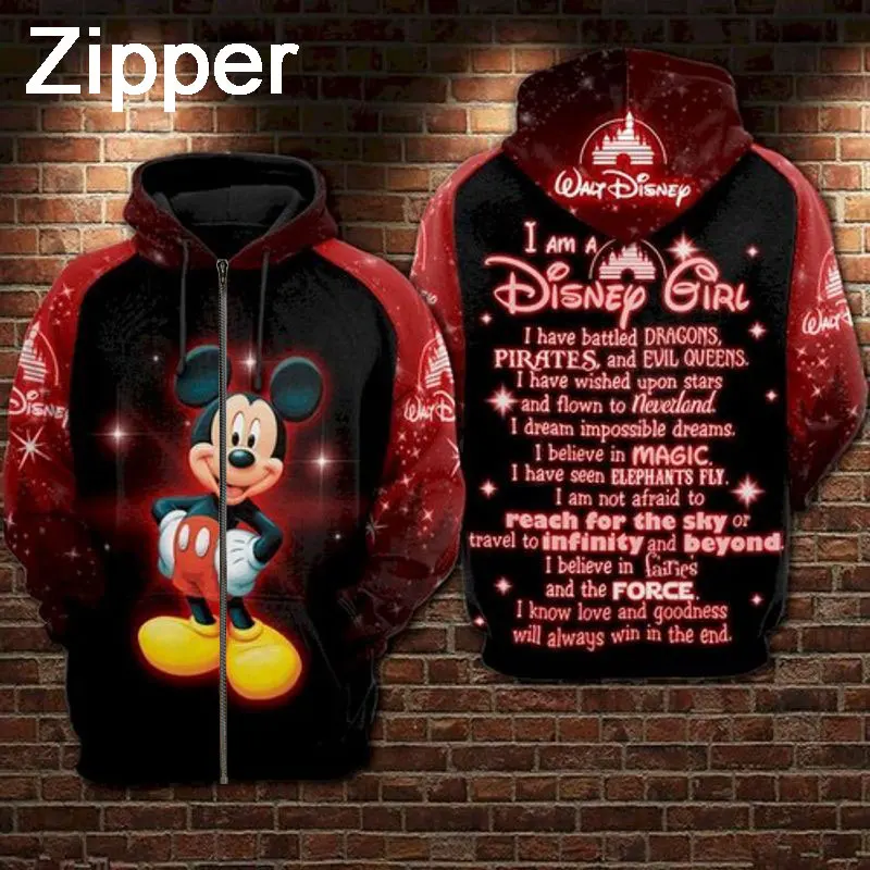 

2024 New Mickey Mouse Men Zip Up Hoodie Cartoon Anime 3D Print Women Sweatshirt Spring Autumn Children Clothes Coat