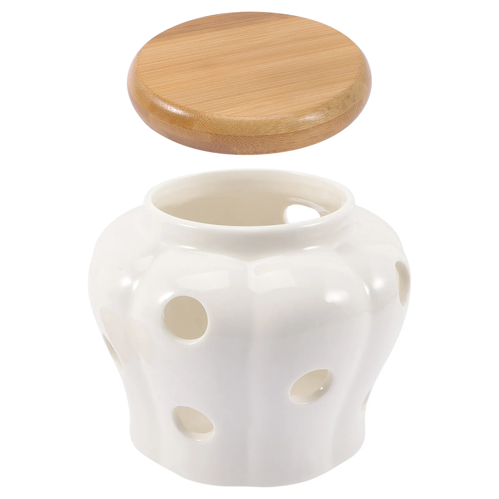 

Ceramic Holder Hollow Windproof Design Smooth Surface Modern Decorative Centerpiece for Living Room Home Office Temple