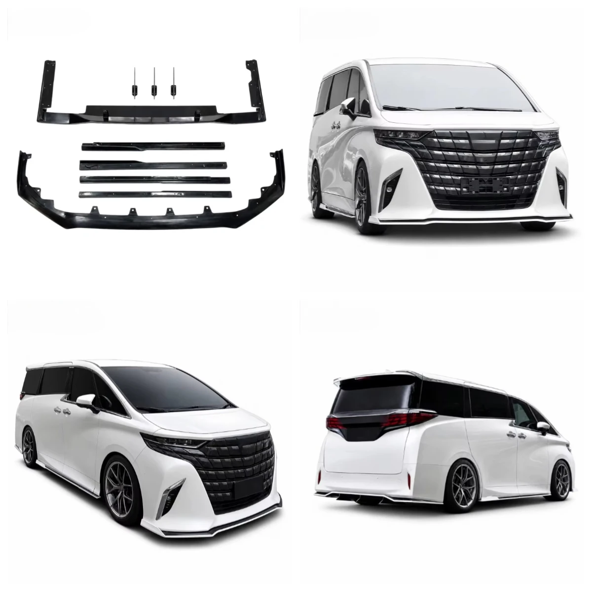 Alphard Fiberglass Body Kit, Suitable for 2024 Toyota 40 SeriesAlphard  Vellfire Front and Rear Diffuser Skirt Upgrade KUHL