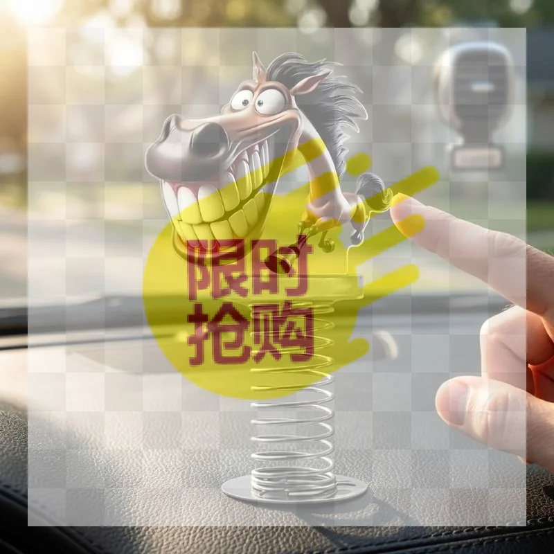 【CMO】Creative Car 2D Acrylic Horse Pendant Funny Decor Pendant Bobblehead Cartoon Dashboard Decor Car Interior Accessories