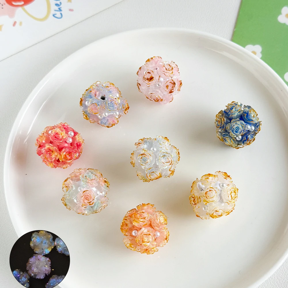 

Cordial Design 22*22MM 50Pcs DIY Beads/Flower Shape/Jewelry Findings & Components/Luminous Effect/Hand Made/Resin Bead #18932